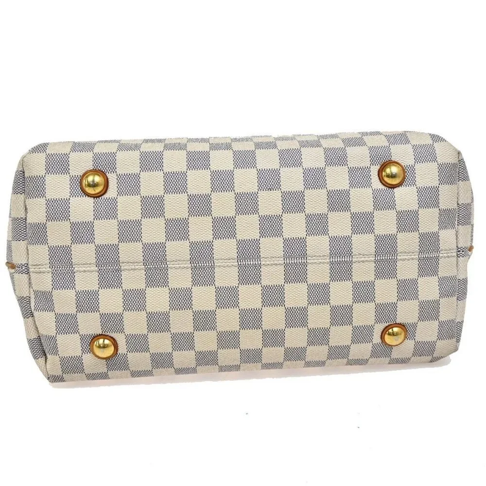 LOUIS VUITTON Cabas PM Shoulder Bag Damier Azur Leather White N41376 72FB897